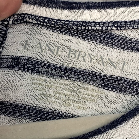 Lane Bryant navy blue stripe lightweight sweater with short sleeve. Size 14/16 - Picture 3 of 6